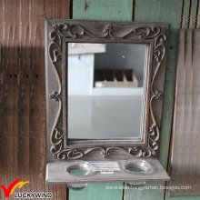 French Farm Wood Wall Mirror with Candle Holder